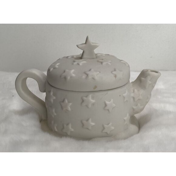 Vintage Hallmark 3 Praying Angels Stars Ceramic Tea Pot Decorative Pre-Owned - Picture 2 of 4